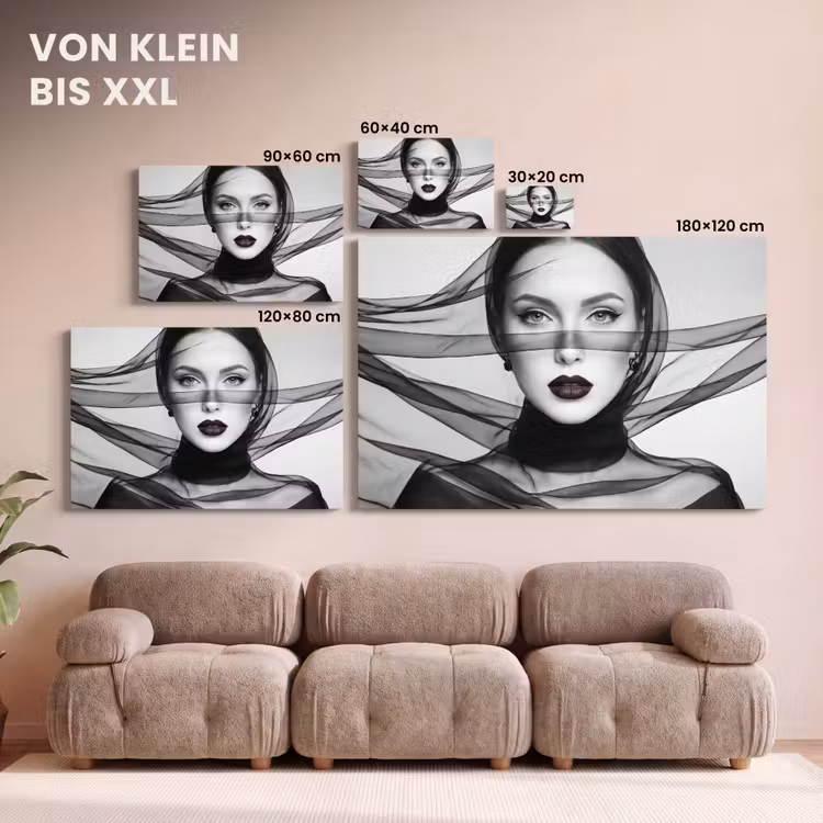 Vrouw - Sluier - Portret - Zwart - Wit - Elegant canvas 2cm klein -Xsfeer8_DE