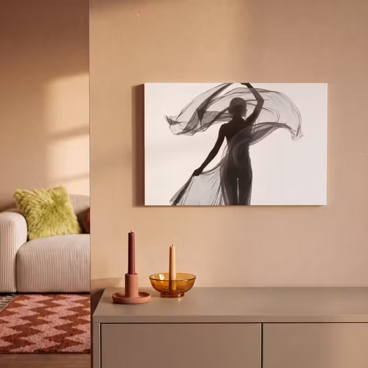 Vrouw - Sluier - Portret - Zwart - Wit - Artistiek canvas 2cm klein -sfeer1