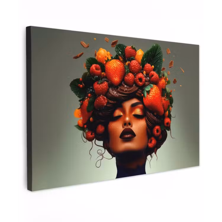 Vrouw - Chocolade - Frambozen - Aardbeien - Koekjes canvas 2cm klein -z3d