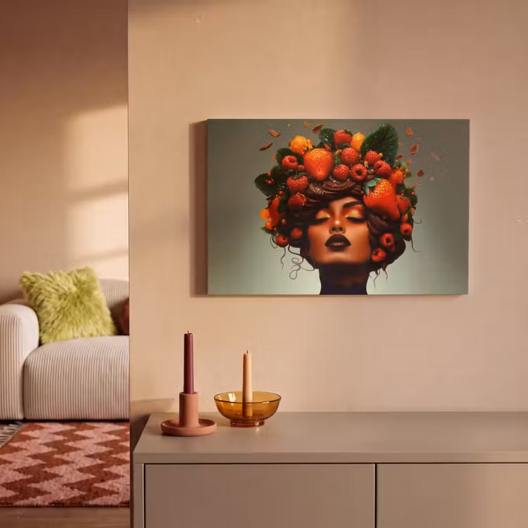 Vrouw - Chocolade - Frambozen - Aardbeien - Koekjes canvas 2cm klein -sfeer1