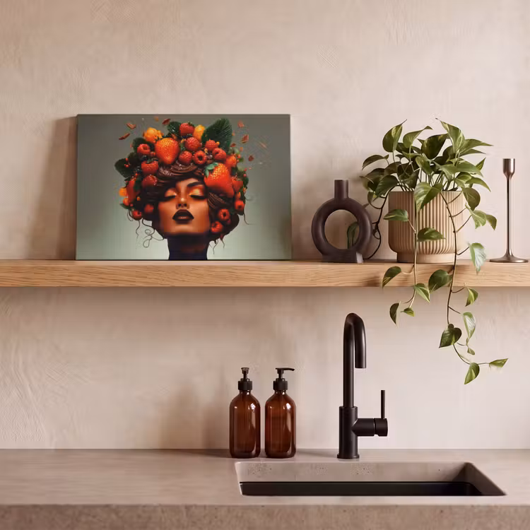 Vrouw - Chocolade - Frambozen - Aardbeien - Koekjes canvas 2cm klein -sfeer3