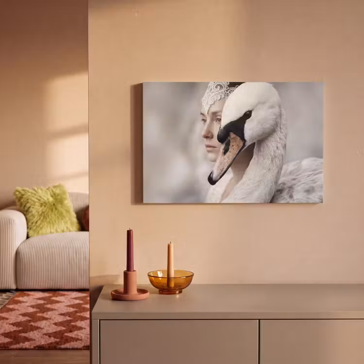 Vrouw - Zwaan - Wit canvas 2cm klein -sfeer1