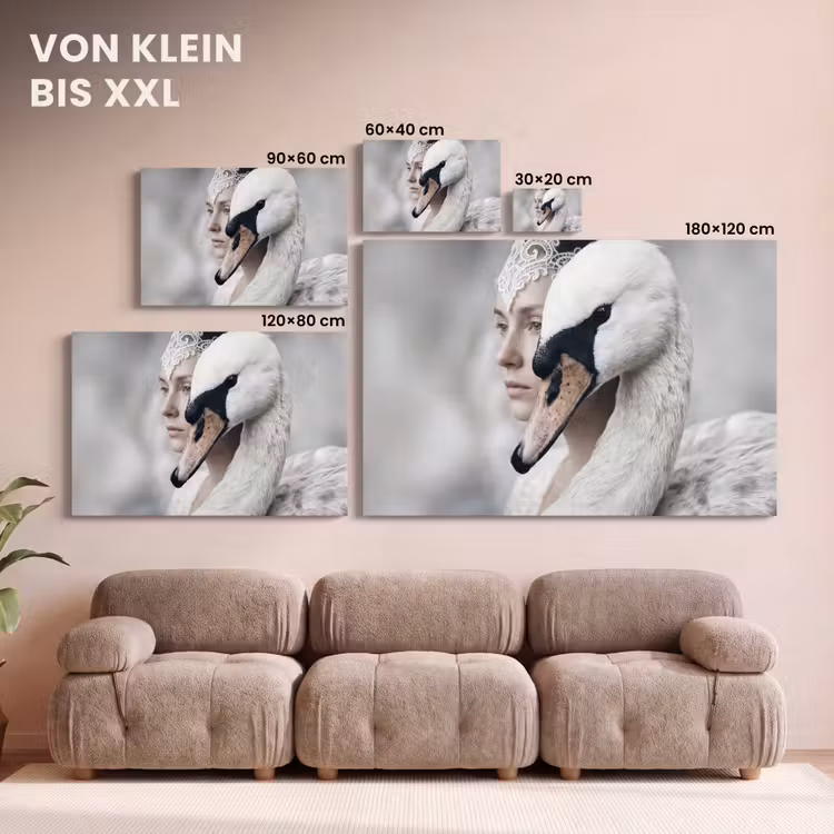 Vrouw - Zwaan - Wit canvas 2cm klein -Xsfeer8_DE
