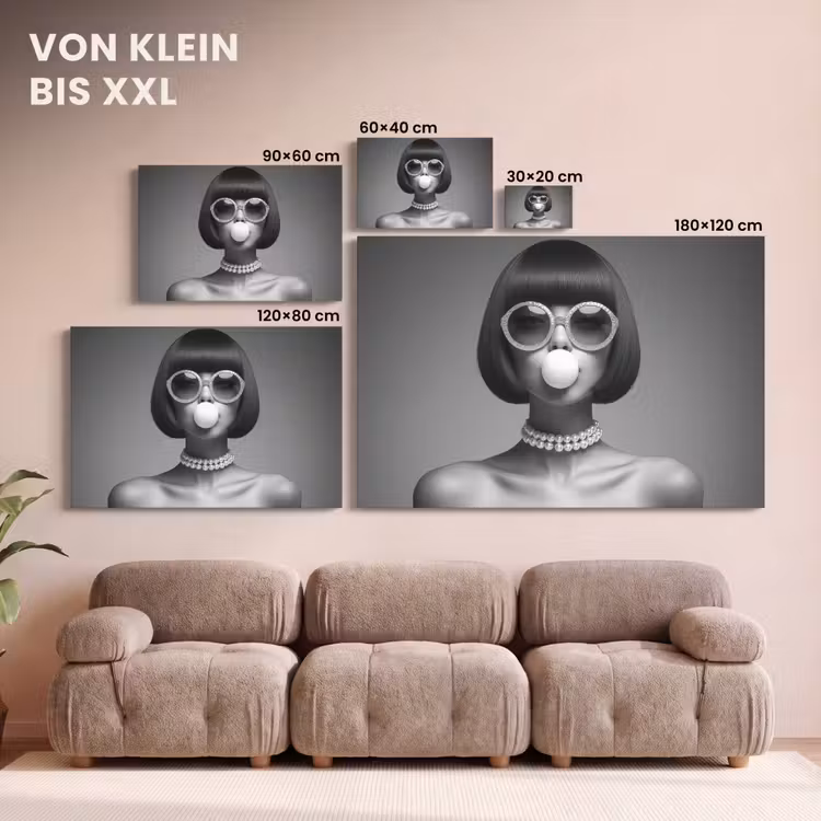 Vrouw - Zwart Wit - Ketting - Zonnebril canvas 2cm klein -Xsfeer8_DE