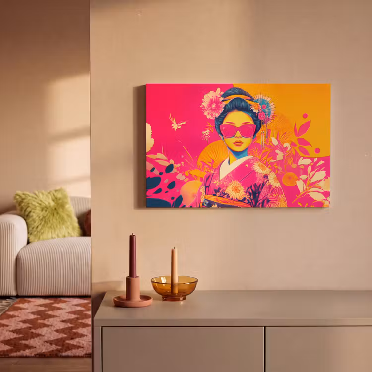 Vrouw - Zonnebril - Abstract - Oranje canvas 2cm klein -sfeer1