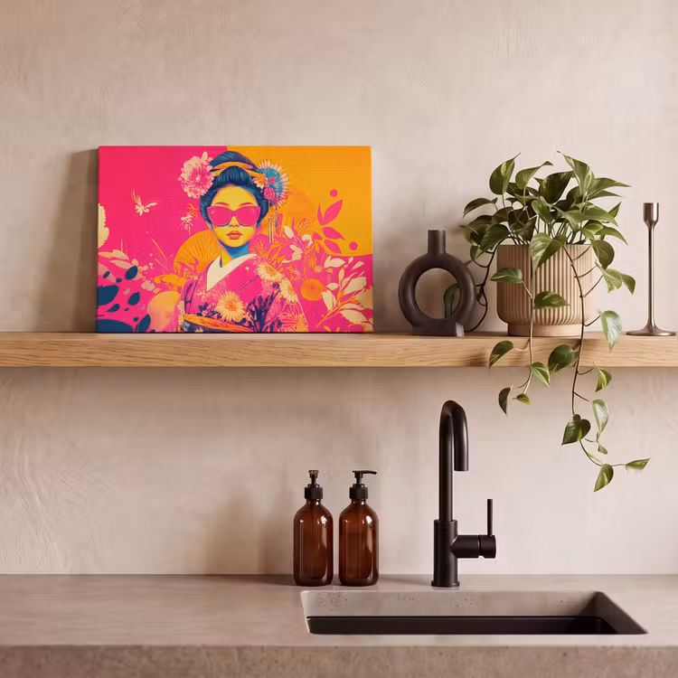 Vrouw - Zonnebril - Abstract - Oranje canvas 2cm klein -sfeer3