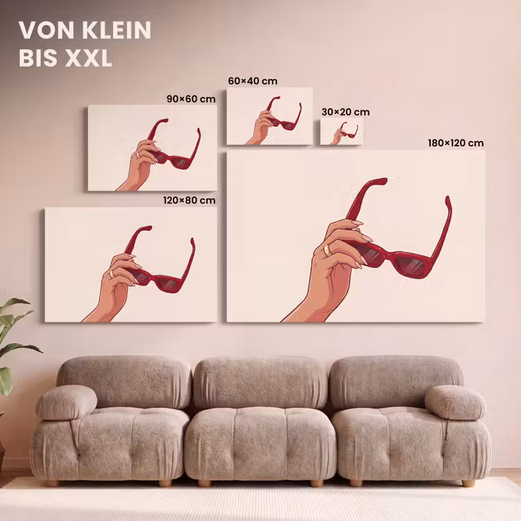 Vrouw - Zonnebril - Mode - Rood - Illustratie canvas 2cm klein -Xsfeer8_DE