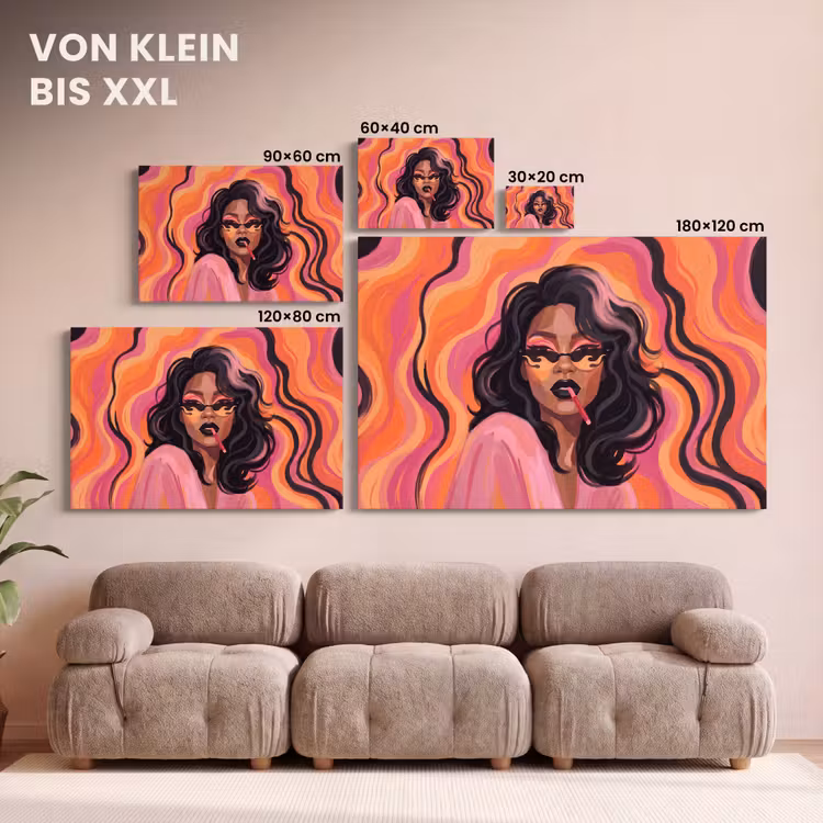 Vrouw - Zonnebril - Modern - Portret - Oranje canvas 2cm klein -Xsfeer8_DE