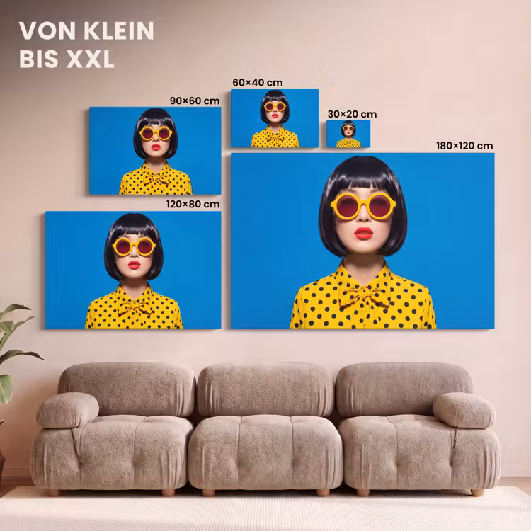 Vrouw - Zonnebril - Pop Art - Portret - Geel canvas 2cm klein -Xsfeer8_DE
