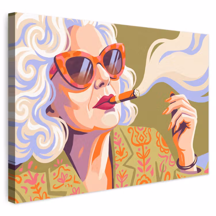 Vrouw - Zonnebril - Portret - Modern - Kleurrijk canvas 2cm klein -3d
