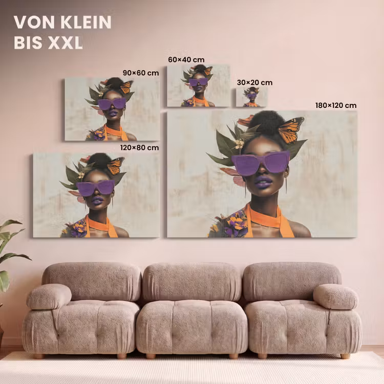 Vrouw - Zonnebril - Vlinder - Bloemen canvas 2cm klein -Xsfeer8_DE
