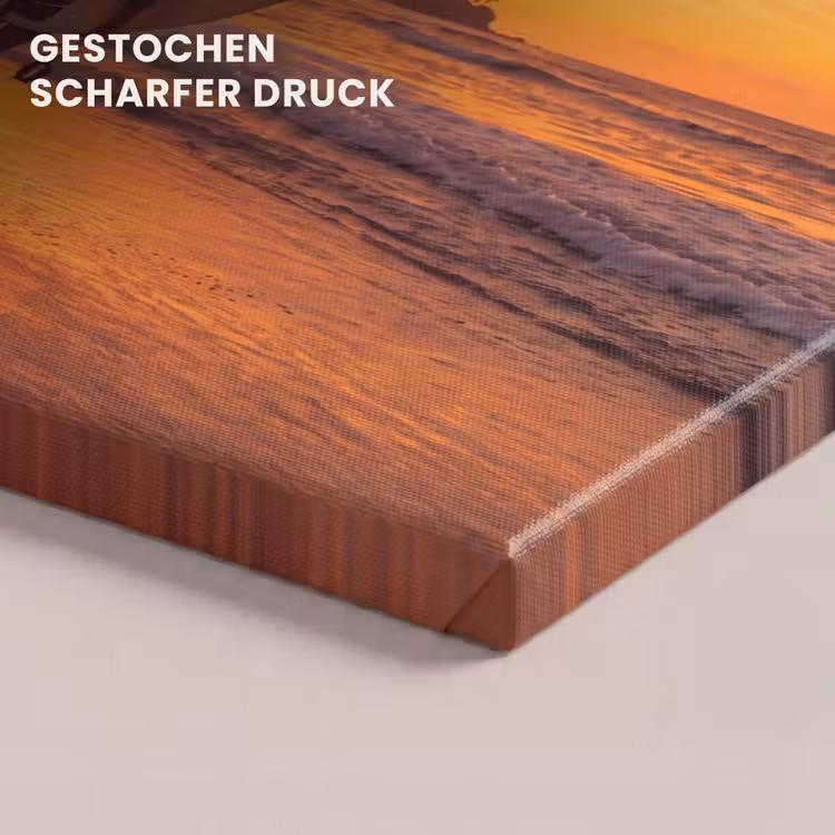 Vrouw - Surfplank - Strand - Zonsondergang - Oranje canvas 2cm klein -closeup_print_DE