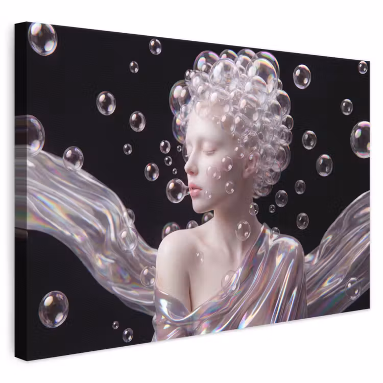 Vrouw - Bellen - Abstract - Kleurrijk canvas 2cm klein -3d