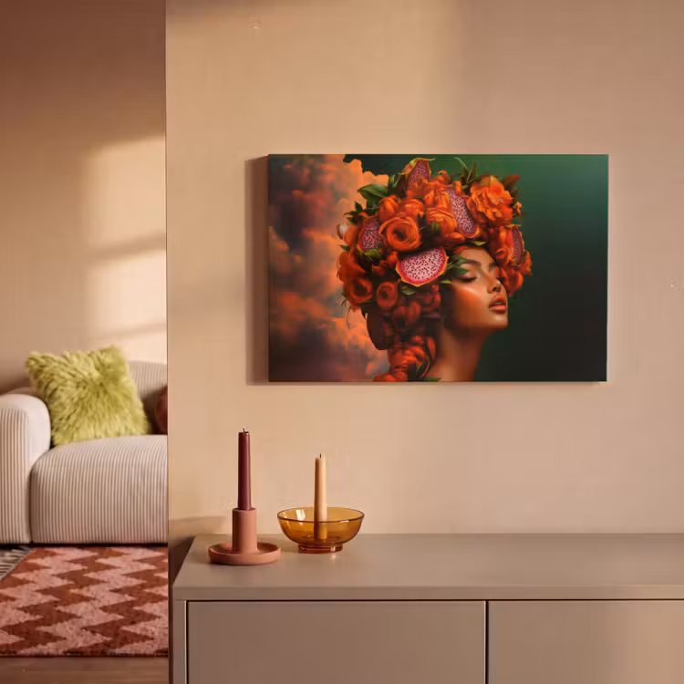 Vrouw - Drankenfruit - Rozen canvas 2cm klein -sfeer1