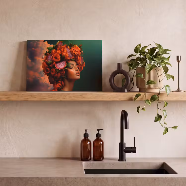 Vrouw - Drankenfruit - Rozen canvas 2cm klein -sfeer3