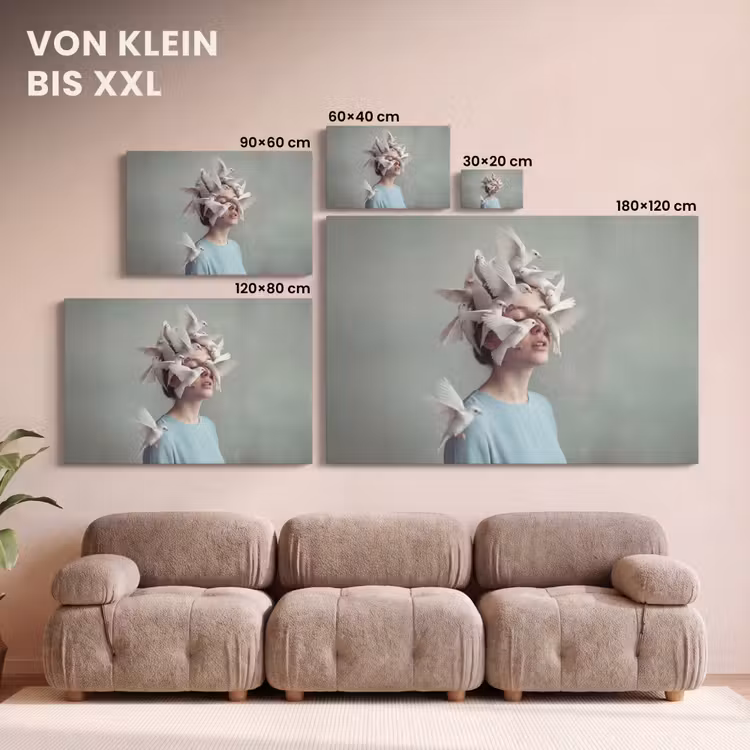 Vrouw - Vogels - Abstract - Modern - Wit canvas 2cm klein -Xsfeer8_DE
