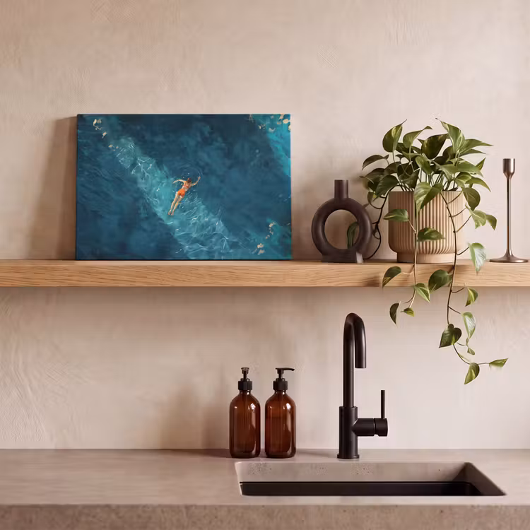 Vrouw - Water - Bikini - Oranje canvas 2cm klein -closeup_print_DE