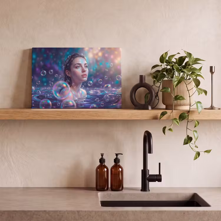 Vrouw - Water - Portret - Kleurrijk - Modern canvas 2cm klein -sfeer3