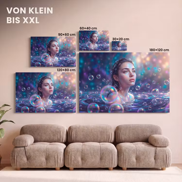 Vrouw - Water - Portret - Kleurrijk - Modern canvas 2cm klein -Xsfeer8_DE