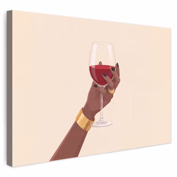 Vrouw - Wijn - Glas - Illustratie - Rood canvas 2cm klein -3d
