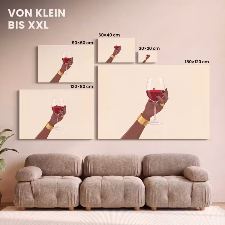 Vrouw - Wijn - Glas - Illustratie - Rood canvas 2cm klein -Xsfeer8_DE