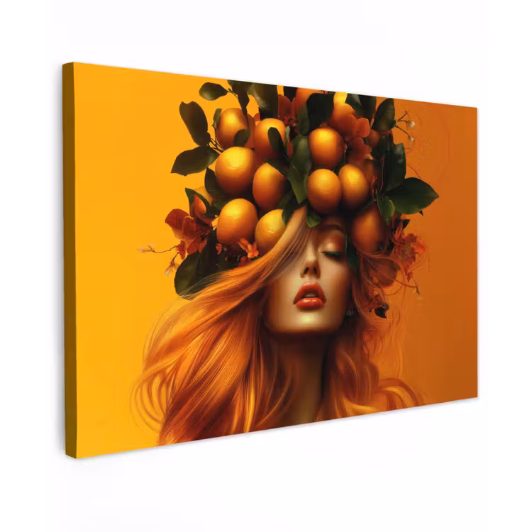 Vrouw - Citroenen - Bloesem - Geel canvas 2cm klein -z3d