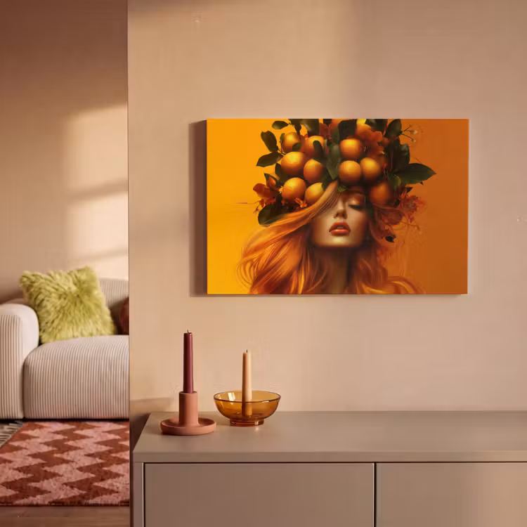 Vrouw - Citroenen - Bloesem - Geel canvas 2cm klein -sfeer1