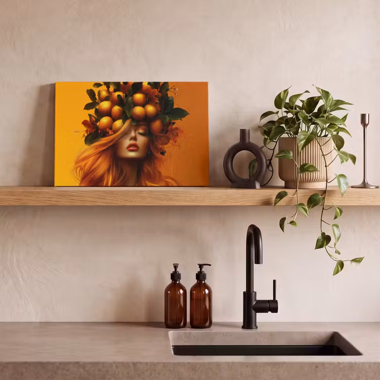 Vrouw - Citroenen - Bloesem - Geel canvas 2cm klein -sfeer3