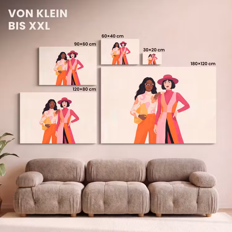 Vrouw - Twee - Mode - Abstract - Kleurrijk canvas 2cm klein -Xsfeer8_DE
