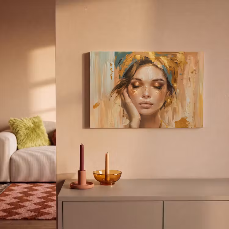 Vrouwen - Portret - Luxe - Goud canvas 2cm klein -sfeer1