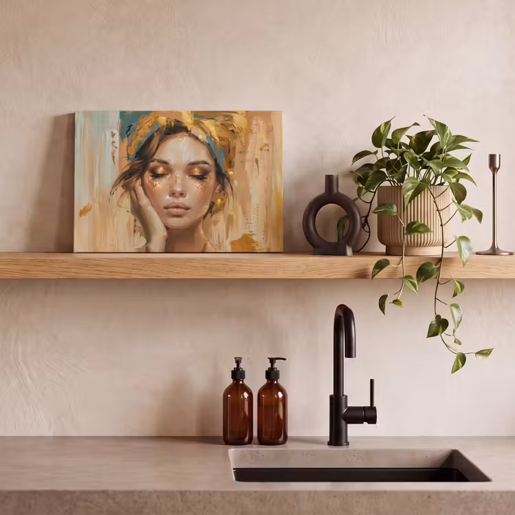 Vrouwen - Portret - Luxe - Goud canvas 2cm klein -sfeer3
