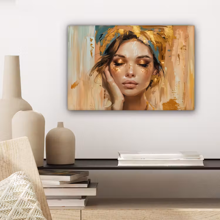 Vrouwen - Portret - Luxe - Goud canvas 2cm klein -sfeer6