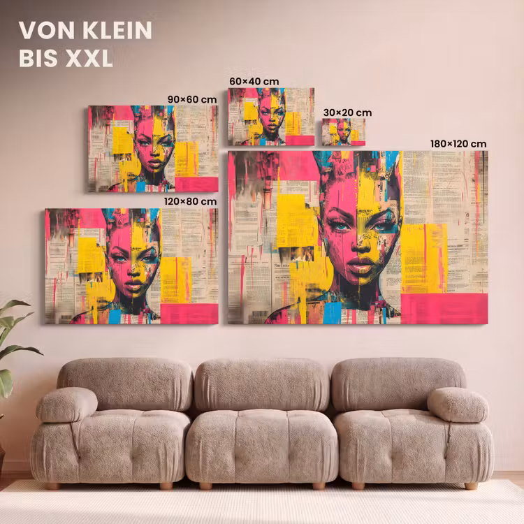 Vrouwengezicht - Krantenpapier - Abstract - Roze canvas 2cm klein -Xsfeer8_DE