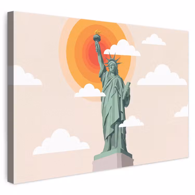 Vrijheidsbeeld - New York - Zon - Modern canvas 2cm klein -3d