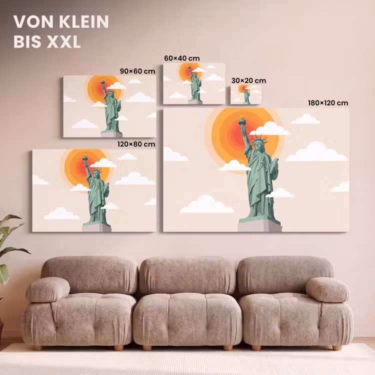 Vrijheidsbeeld - New York - Zon - Modern canvas 2cm klein -Xsfeer8_DE