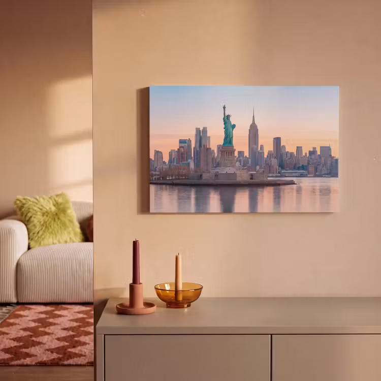 Vrijheidsbeeld - New York - Zonsopgang - Stad - Architectuur canvas 2cm klein -sfeer1