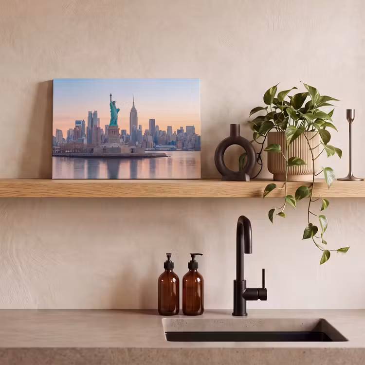 Vrijheidsbeeld - New York - Zonsopgang - Stad - Architectuur canvas 2cm klein -sfeer3