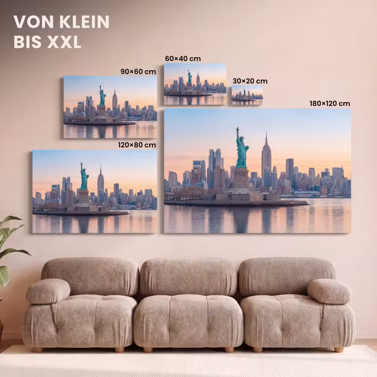 Vrijheidsbeeld - New York - Zonsopgang - Stad - Architectuur canvas 2cm klein -Xsfeer8_DE