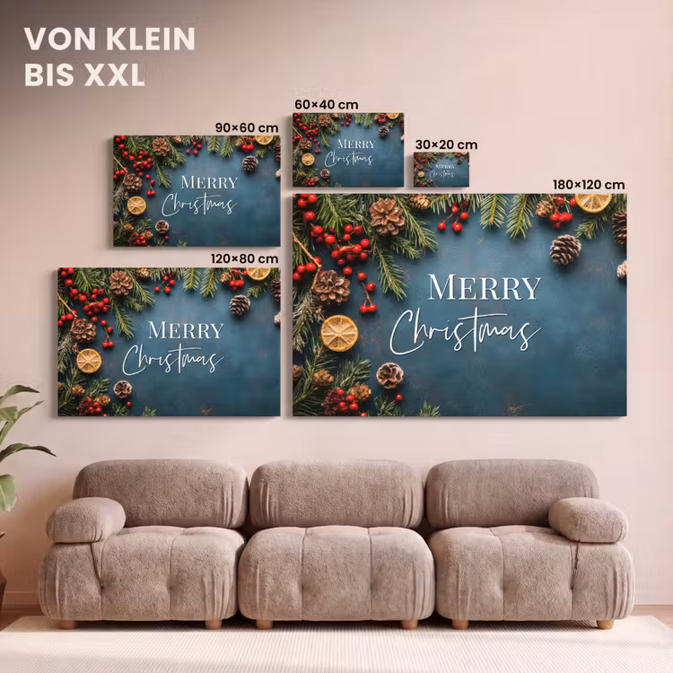 Merry Christmas - Blauw - Kerst - Winter canvas 2cm klein -Xsfeer8_DE