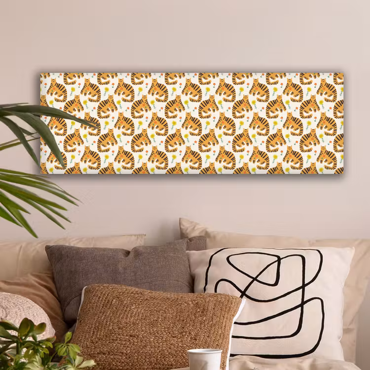Vrolijk - Tijgerkatten - Bloemen canvas 2cm klein 828 -sfeer1