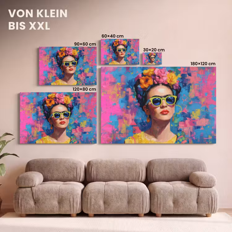 Vrolijk portret - Vrouw - Bloemenkroon canvas 2cm klein -Xsfeer8_DE
