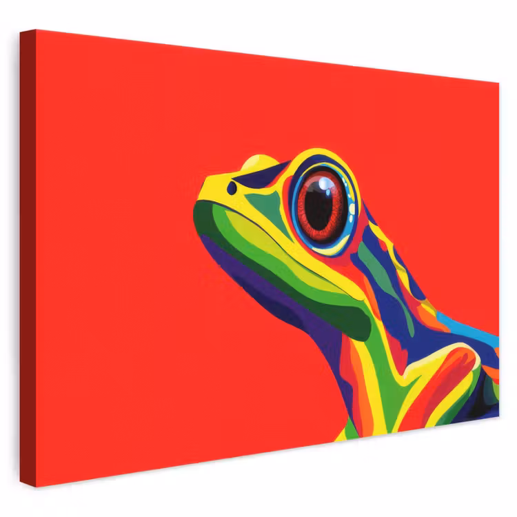 Kikker - Kleurrijk - Strepen - Ogen canvas 2cm klein -3d