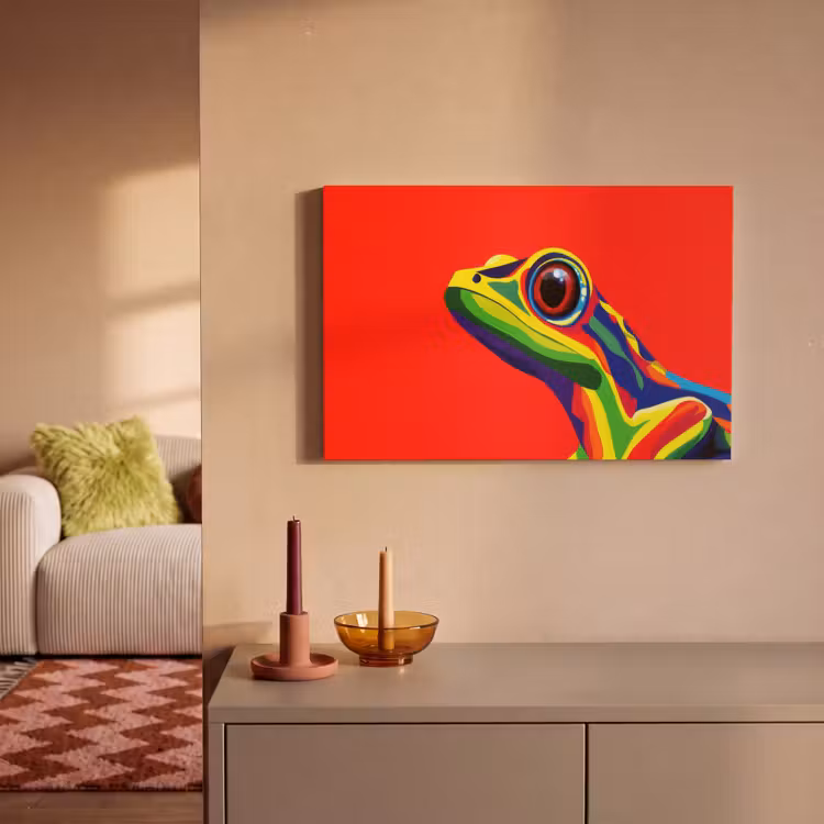 Kikker - Kleurrijk - Strepen - Ogen canvas 2cm klein -sfeer1