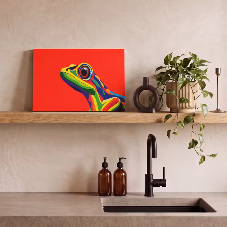 Kikker - Kleurrijk - Strepen - Ogen canvas 2cm klein -sfeer3