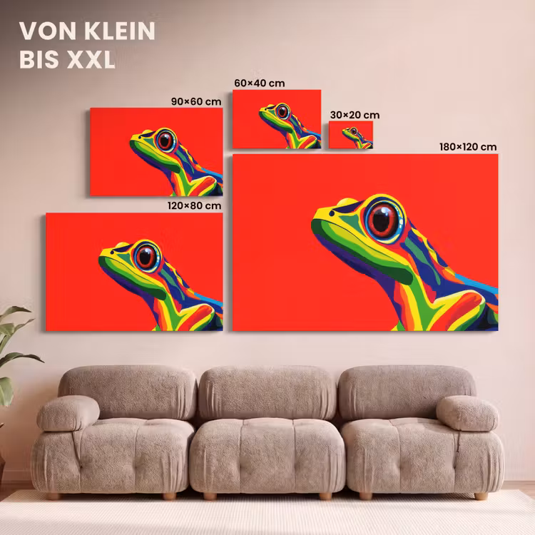 Kikker - Kleurrijk - Strepen - Ogen canvas 2cm klein -Xsfeer8_DE