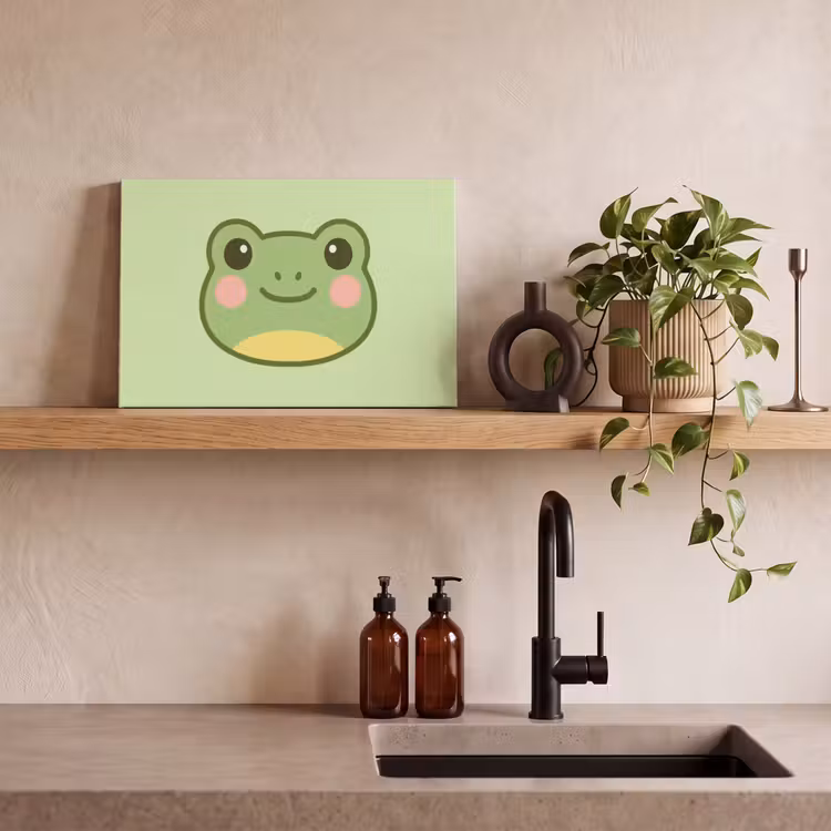 Kikker - Groen - Vriendelijkheid canvas 2cm klein -sfeer6