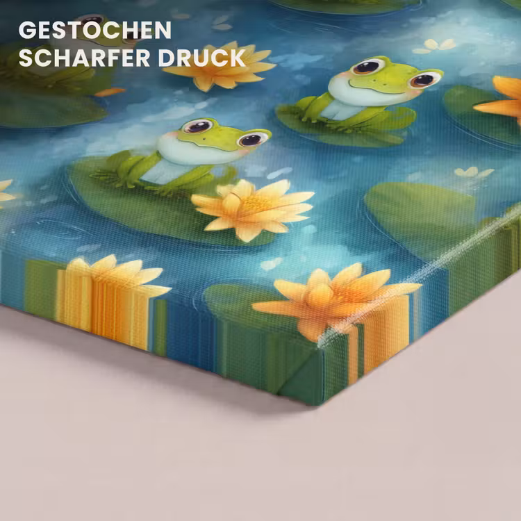 Kikker - Lelies - Groen canvas 2cm klein 34 -closeup_print_DE