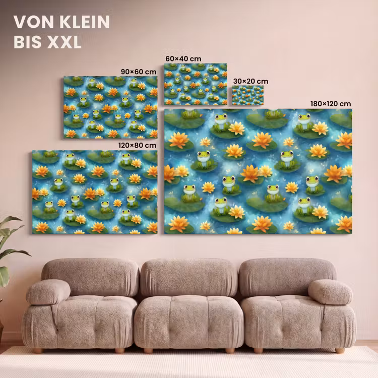 Kikker - Lelies - Groen canvas 2cm klein 34 -Xsfeer8_DE