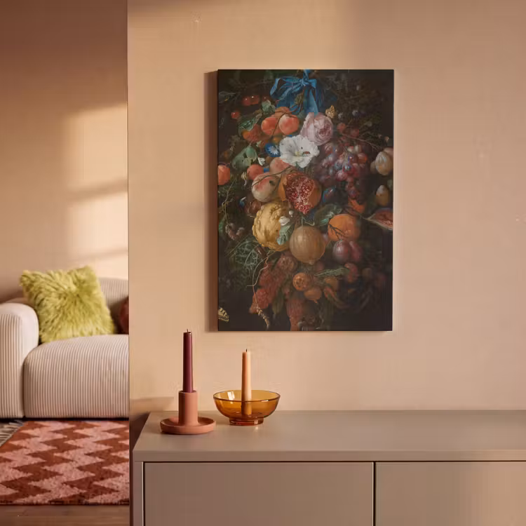 Festoen van vruchten en bloemen - Schilderij van Jan Davidsz. de Heem canvas 2cm klein -sfeer1