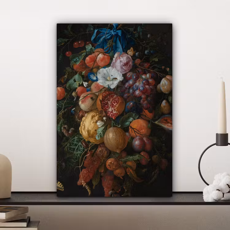Festoen van vruchten en bloemen - Schilderij van Jan Davidsz. de Heem canvas 2cm klein -sfeer6
